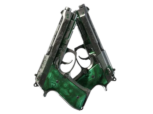 Souvenir Dual Berettas | Polished Malachite (Battle-Scarred)